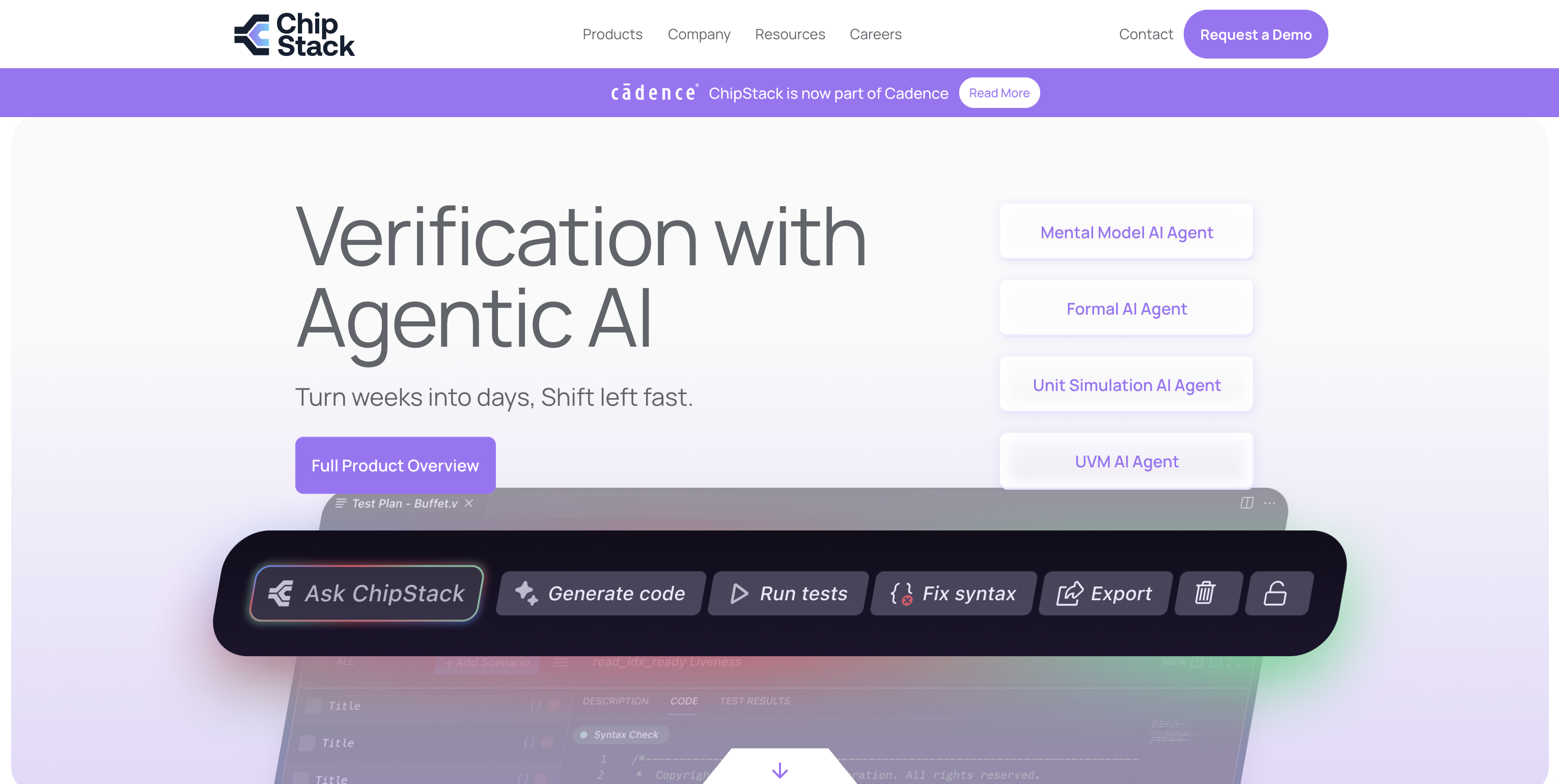 Chipstack website, product pages