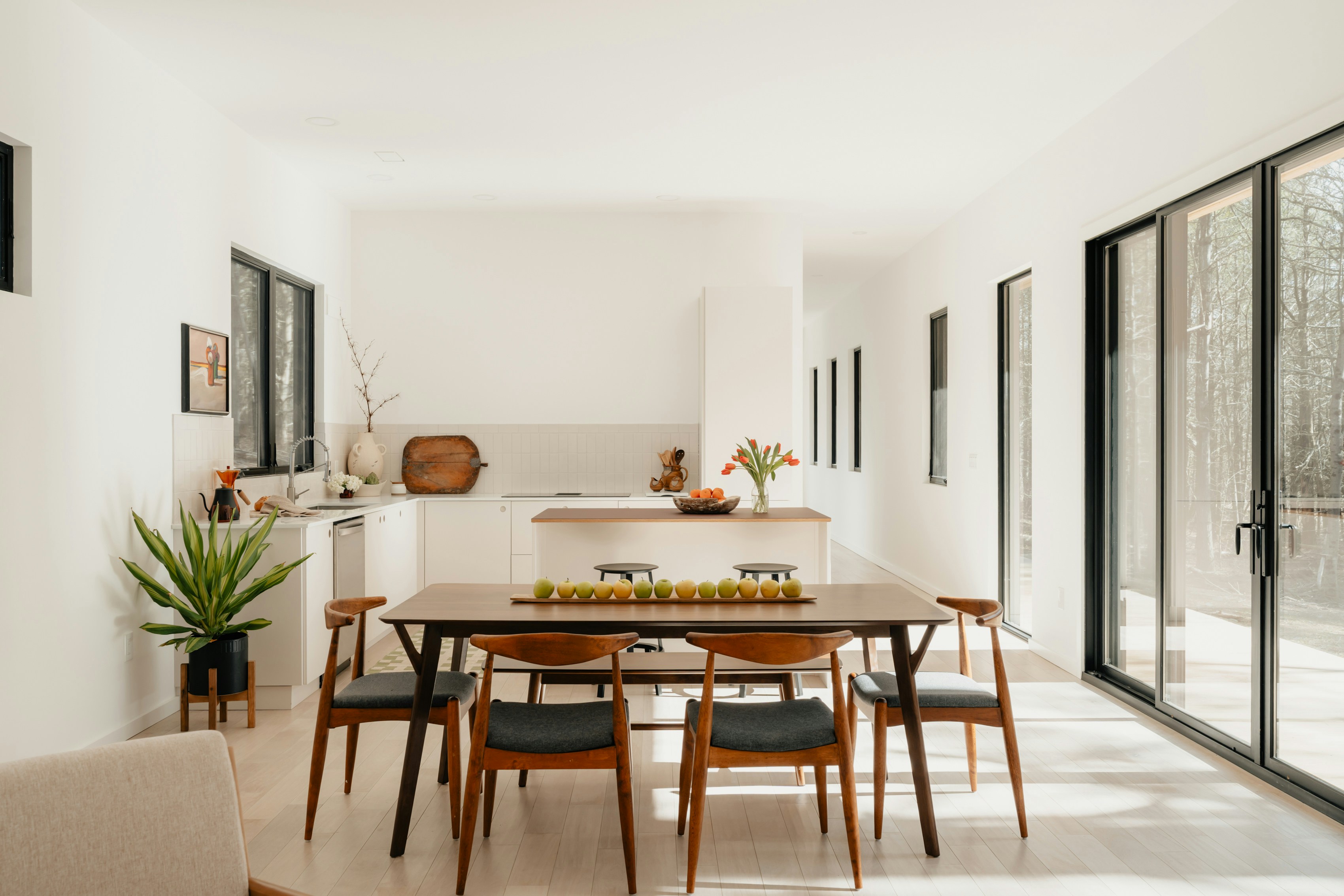 A renovated kitchen and dining space